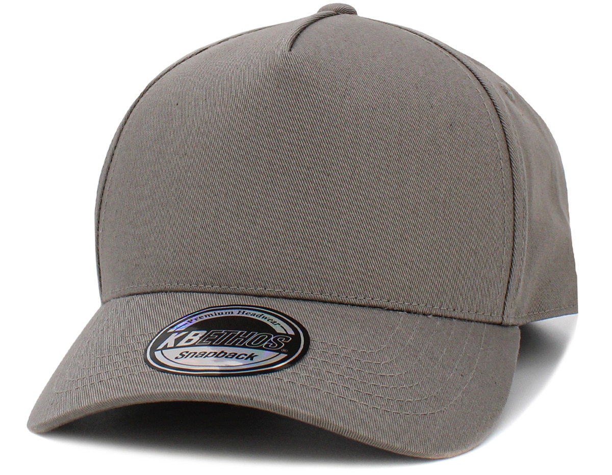 Light Gray Baseball 5 Panel Cap Front Side View